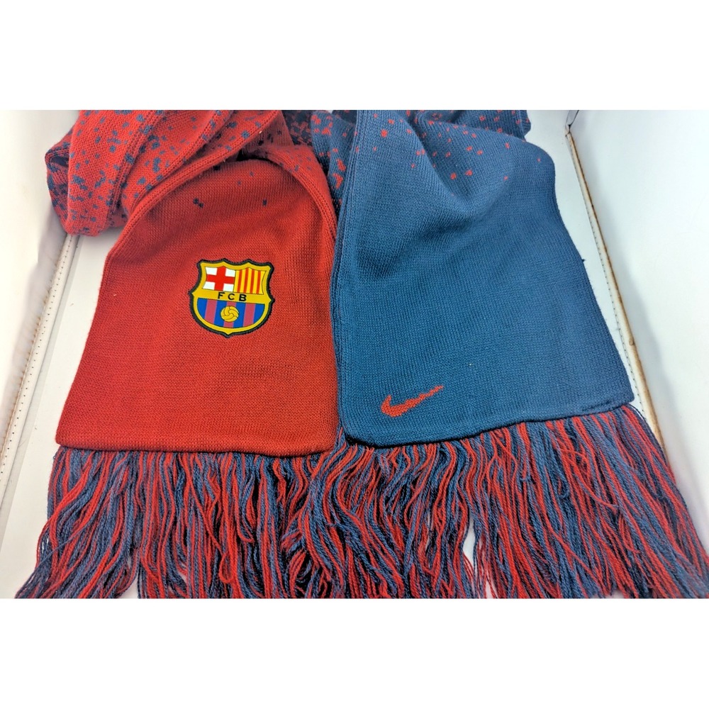 Nike FC Barcelona Red Blue Knit Soccer Scarf FCB Logo One Size Unisex